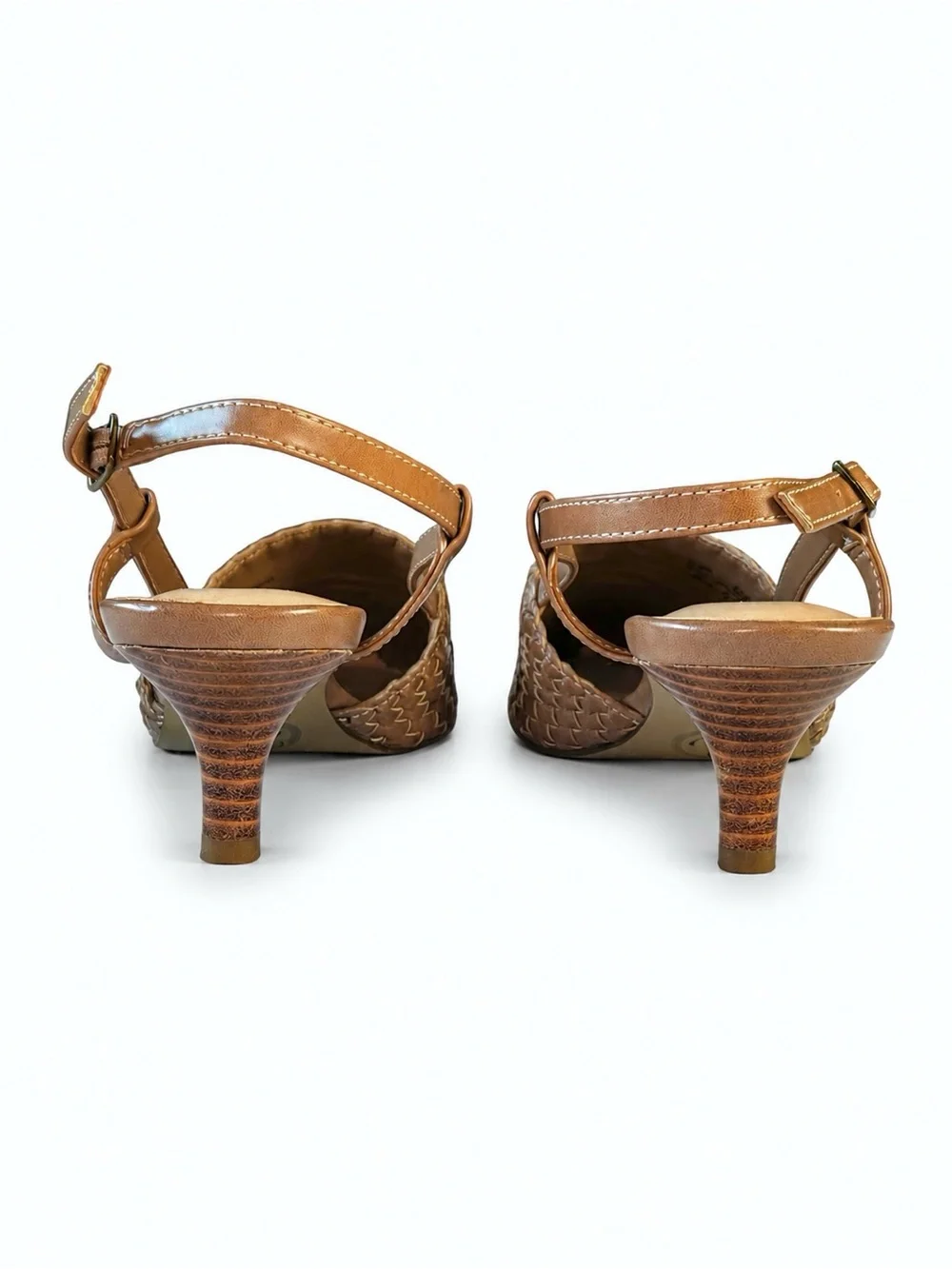 Bella Vita Nude Kaisley Woven Kitten Heel Slingback Pumps Size 8